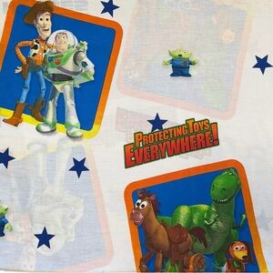 Vintage 90sDisney Toy Story Twin Flat Sheet Woody Buzz Rex